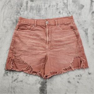 American Eagle Shorts Womens 14 Pink Old Rose Highest Rise Mom Short Distressed
